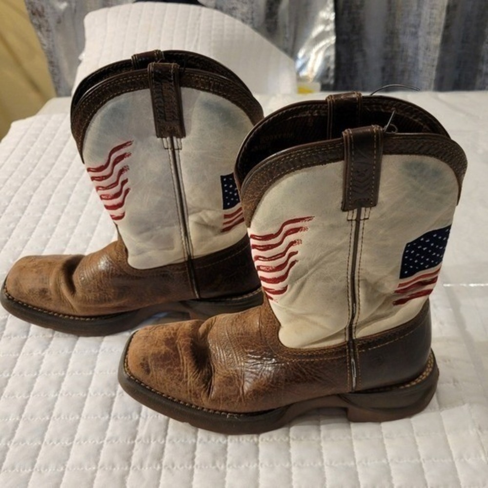 Durango Western Leather Cowboy Boots American Flag USA Patriotic Rustic Farm Fun - Picture 3 of 13